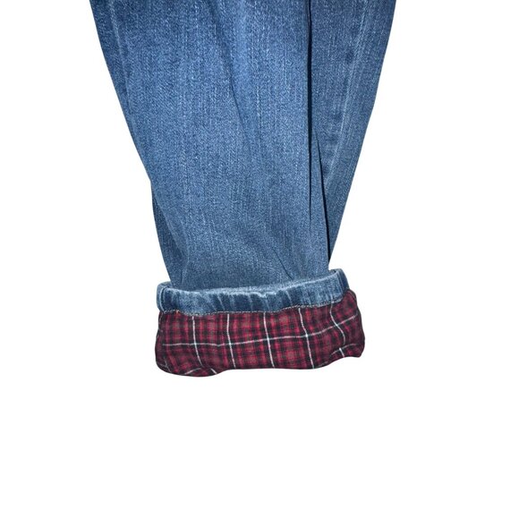 Cabelas Casuals Blue Denim Jeans Size 18  With Plaid Lining & Rolled Cuffs - Picture 8 of 10